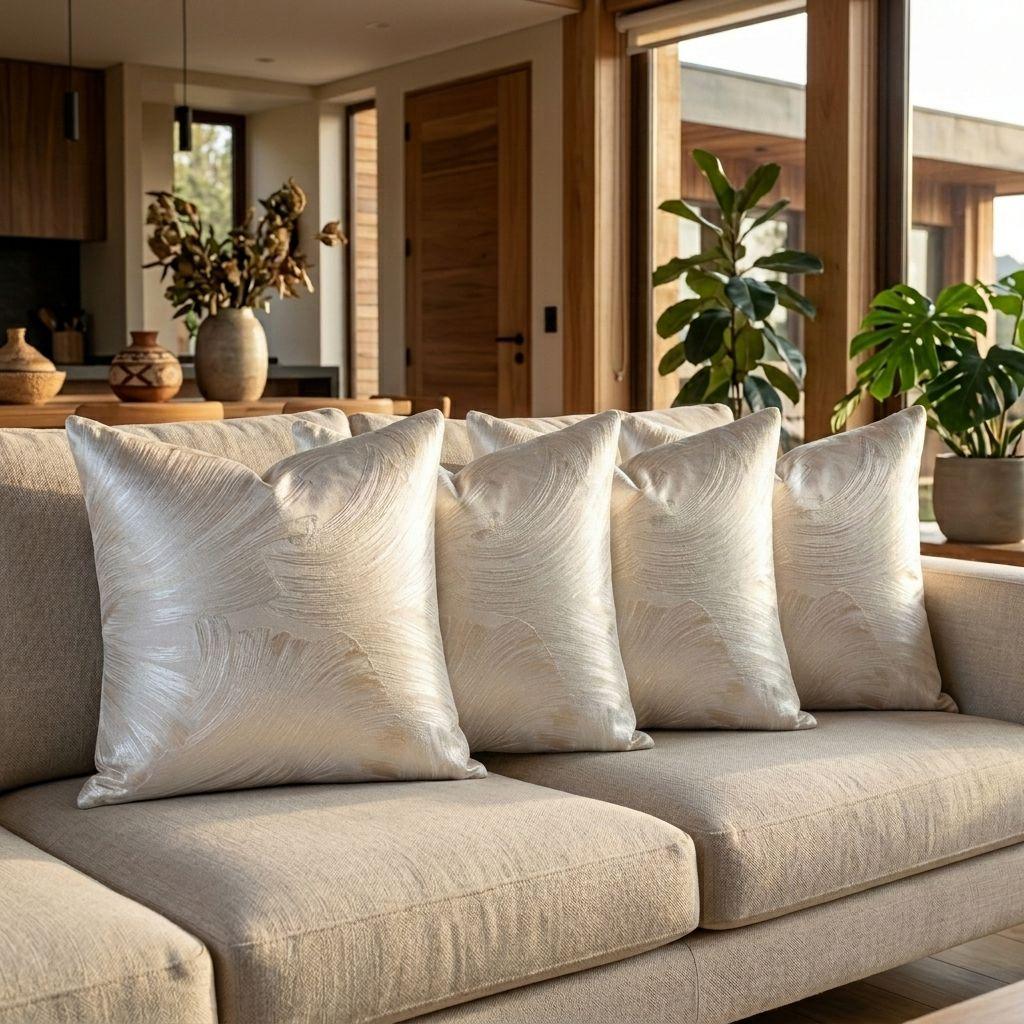 Pack 4 Fundas Satinada Blanco Ondulada 45 cm Decoración Hogar 691-6