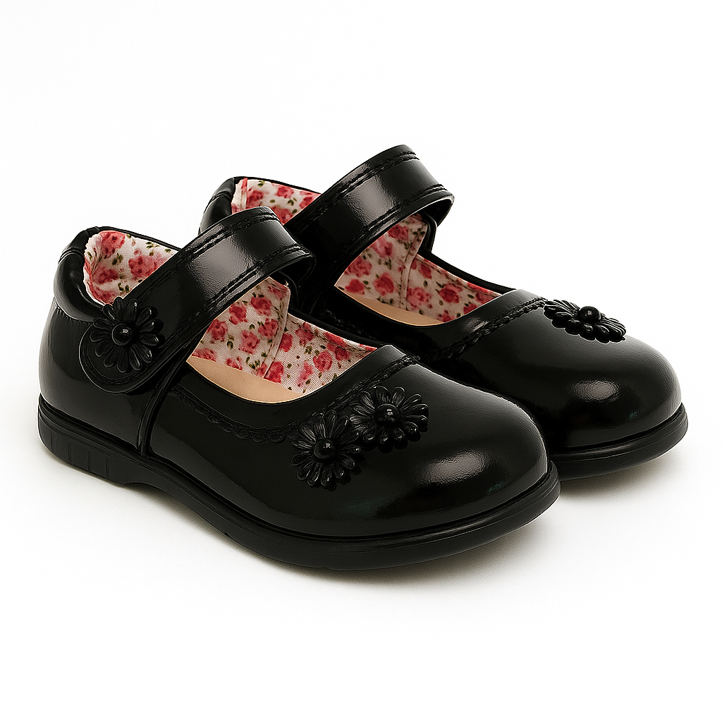 Zapato De Niña Infantil Charol Bautizos Fiestas Cueca Negro 7001-2
