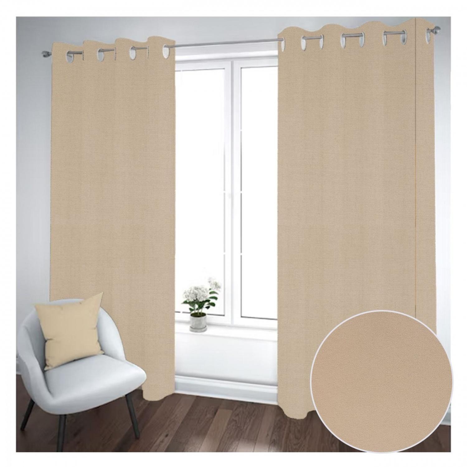 Cortina Black Out 2 Paños Decorativa Color Café N°36 (140X230)-1