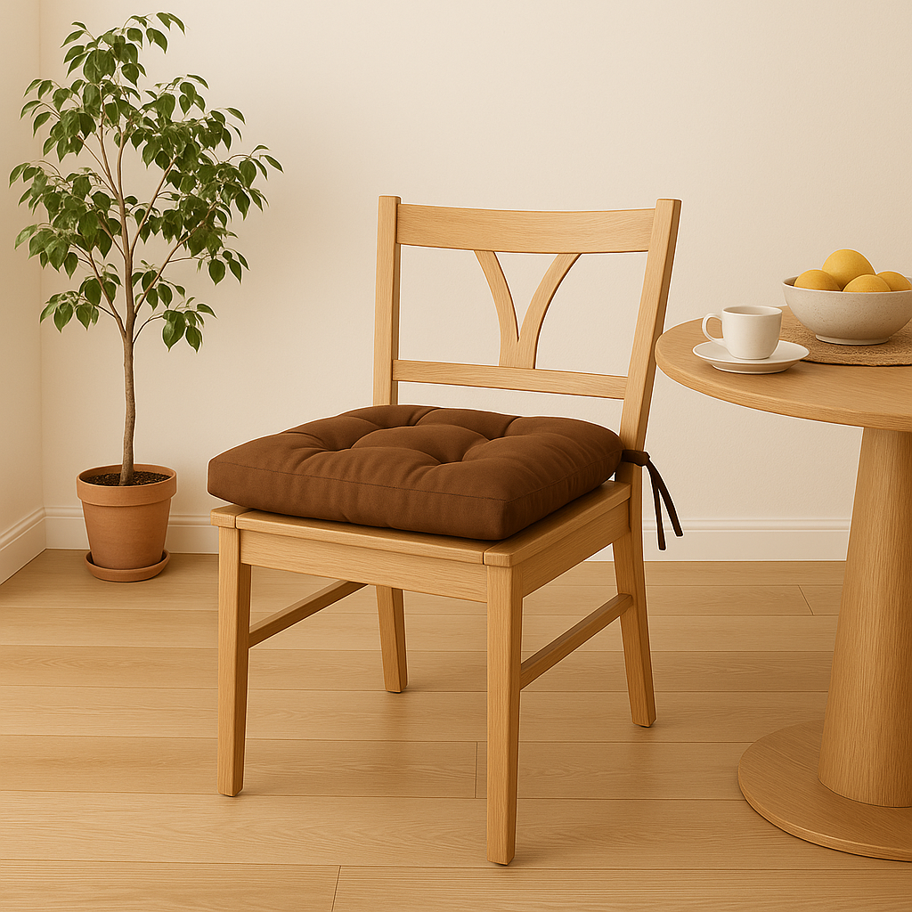 Cojín Elegante Marrón | Decorativo Grueso para Silla 45x45 cm-2