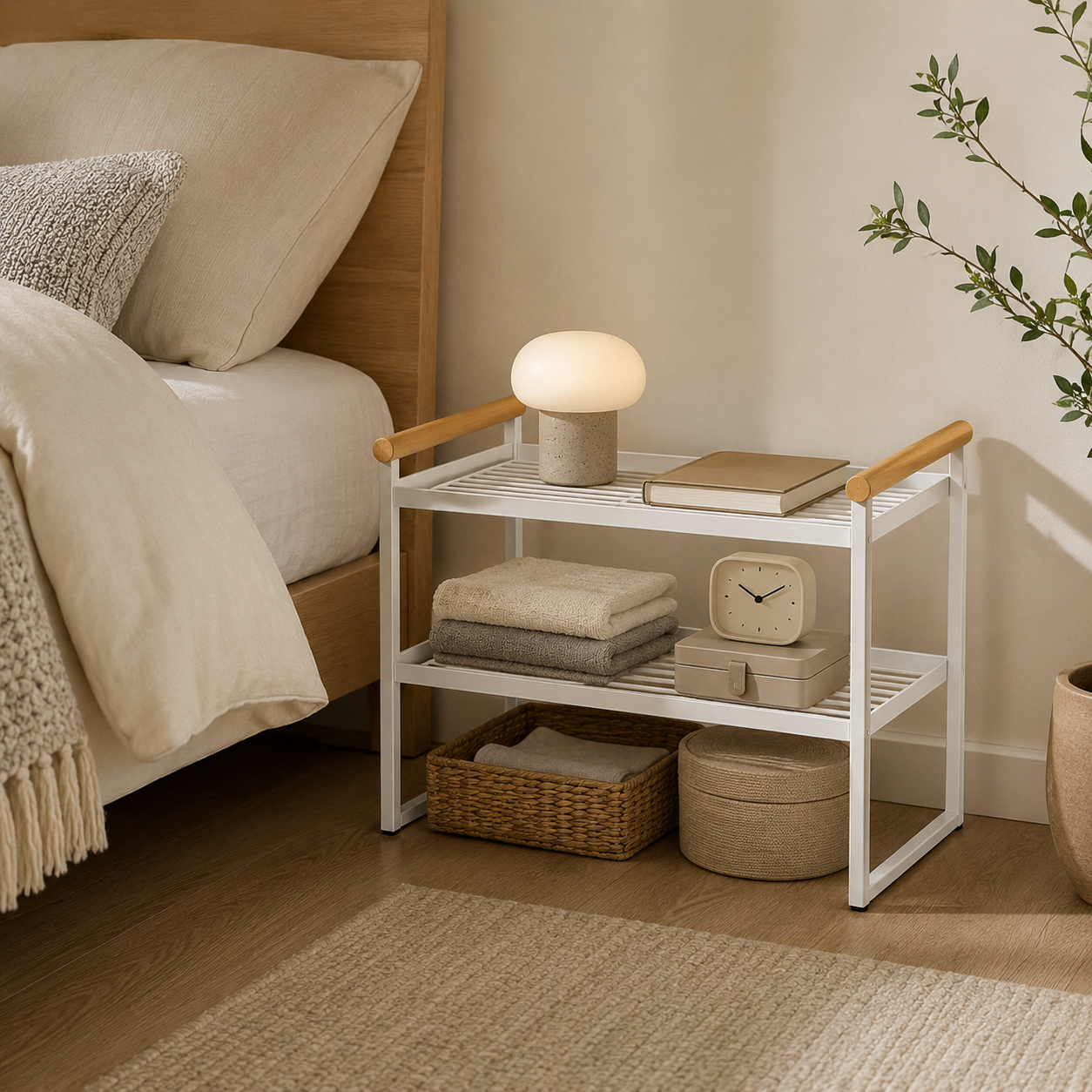 Organizador Dormitorio Metálico 2 Niveles - Blanco Premium 125-0