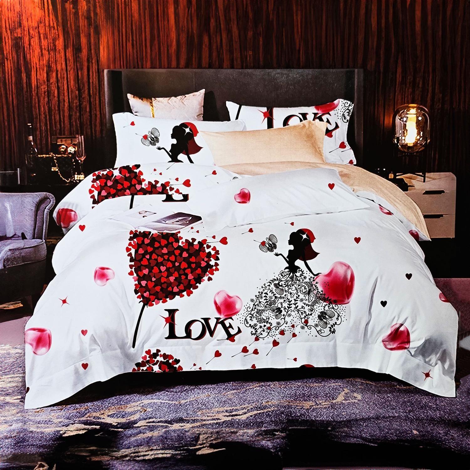 JUEGO DE SABANAS 2.0 PLAZAS QUEEN LOVE CORAZON 631-0
