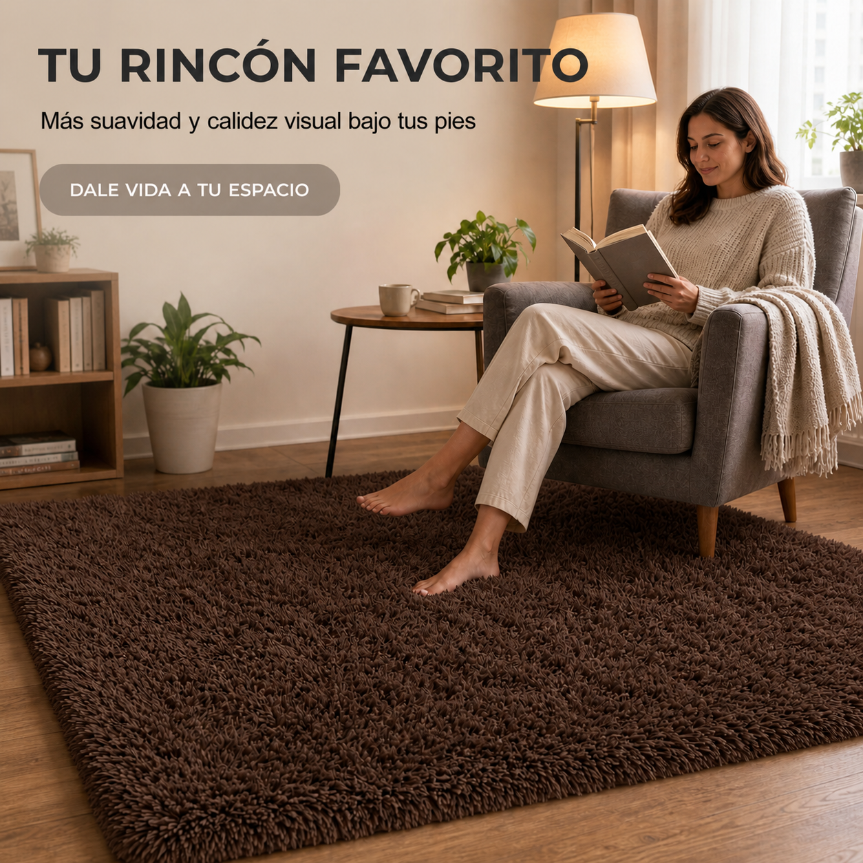 Alfombra Shaggy Pelo Medio 180×200 Cm Antideslizante 026 Diseño Moderno-1