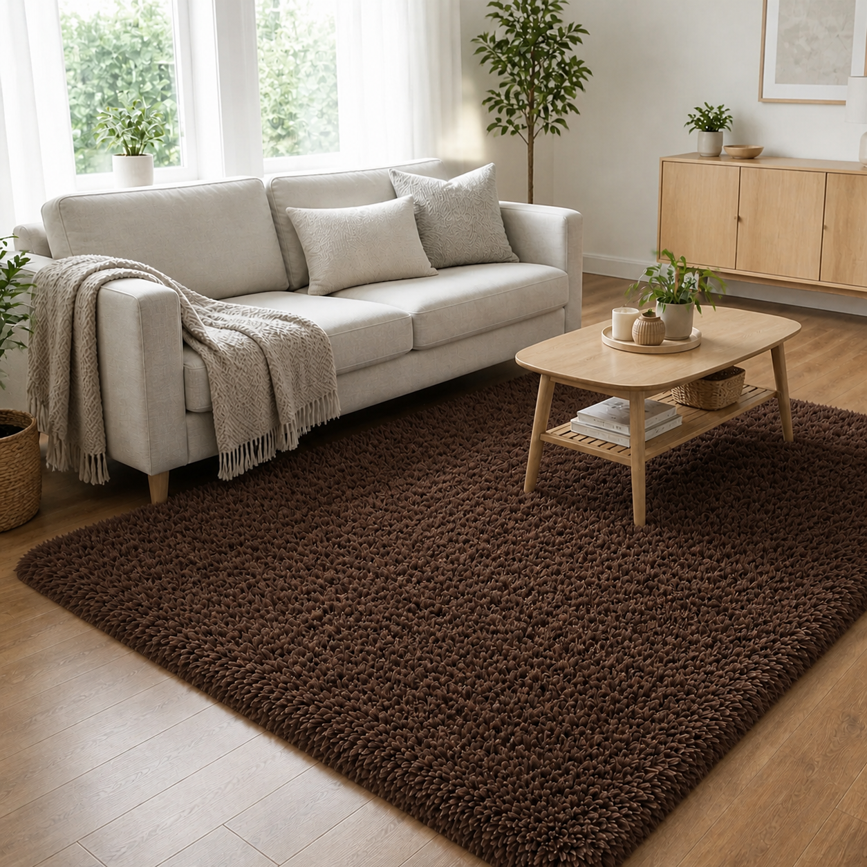 Alfombra Shaggy Pelo Medio 180×200 Cm Antideslizante 026 Diseño Moderno-2