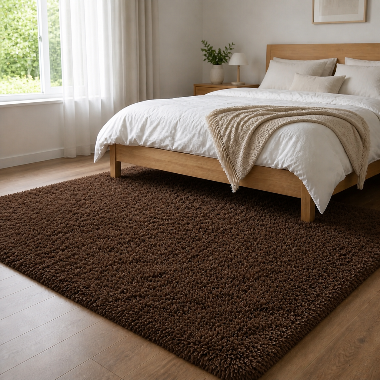 Alfombra Shaggy Pelo Medio 180×200 Cm Antideslizante 026 Diseño Moderno-3
