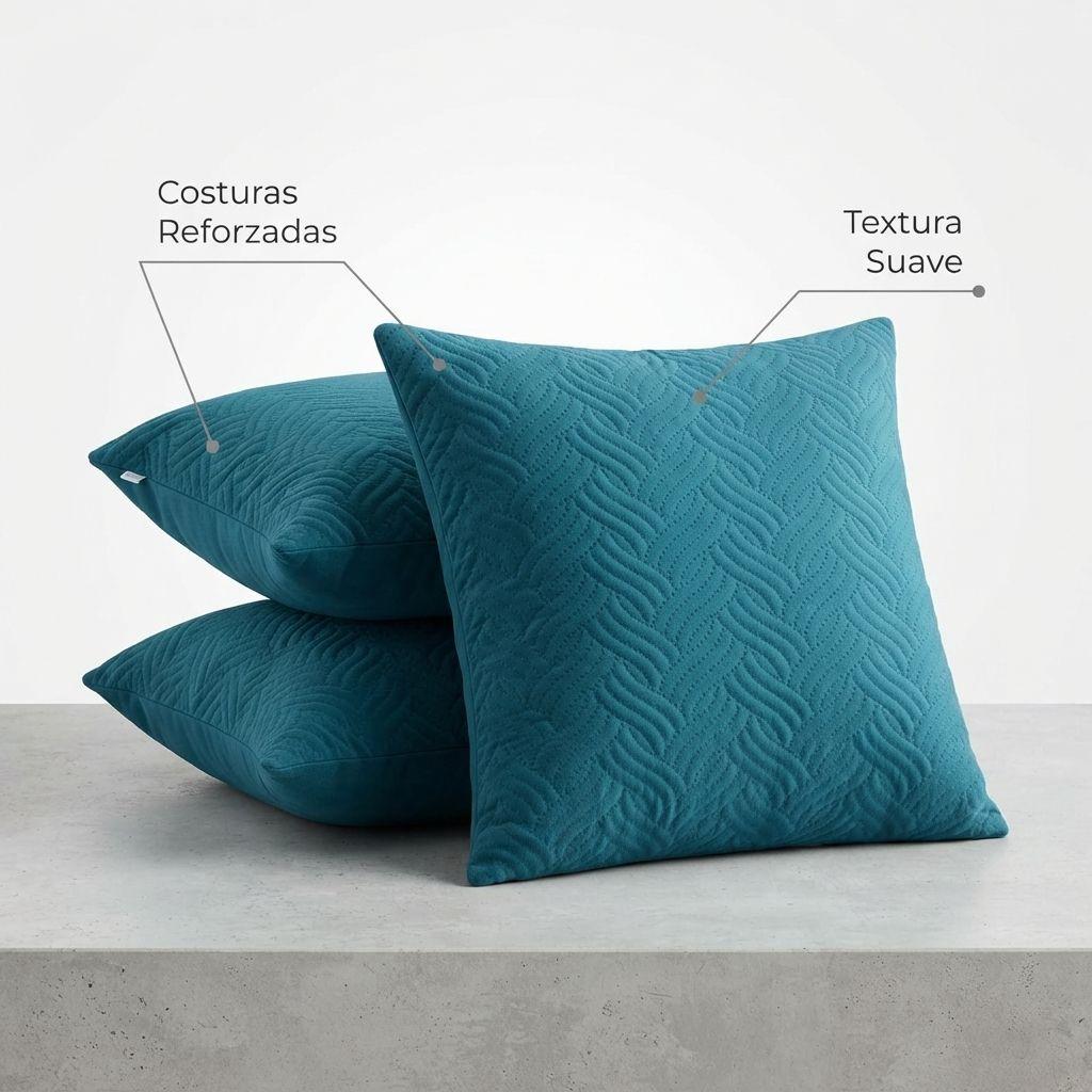 Funda Decorativa Plush Turquesa Texturizada Pack de 3 046 para Hogar-3