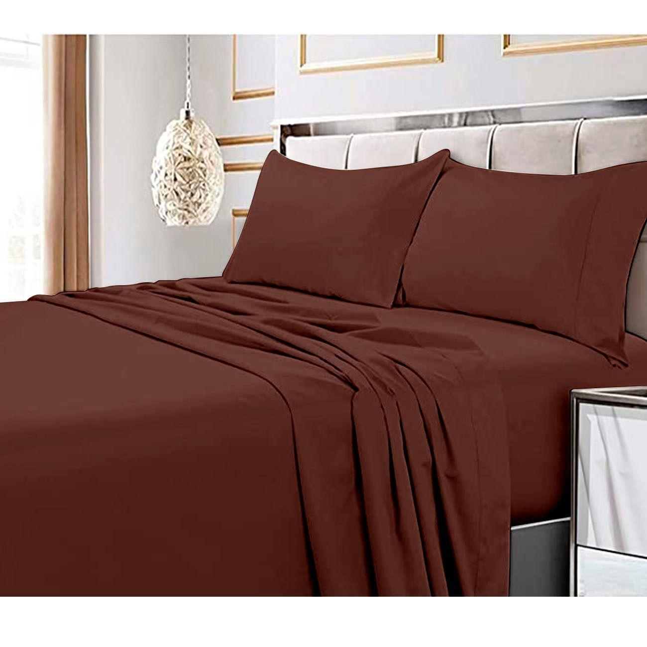 Juego de sabanas Cafe 2.5 Plazas Excelente Calidad-0