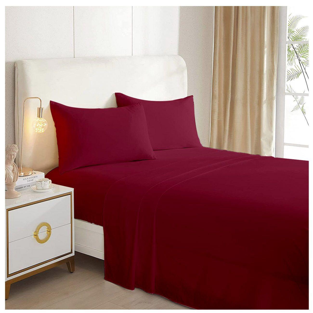 Juego de sabanas Burdeo 2.5 Plazas Excelente Calidad-0