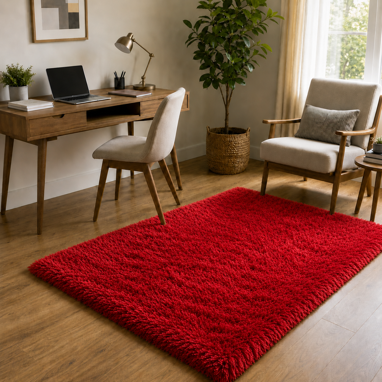 Alfombra Shaggy Roja 150x200 cm Poliéster Armonia Modelo 026-0