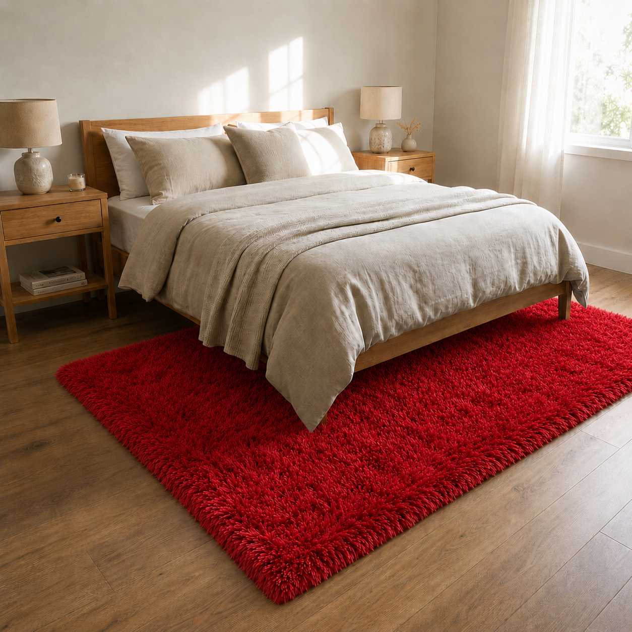 Alfombra Shaggy Roja 150x200 cm Poliéster Armonia Modelo 026-4