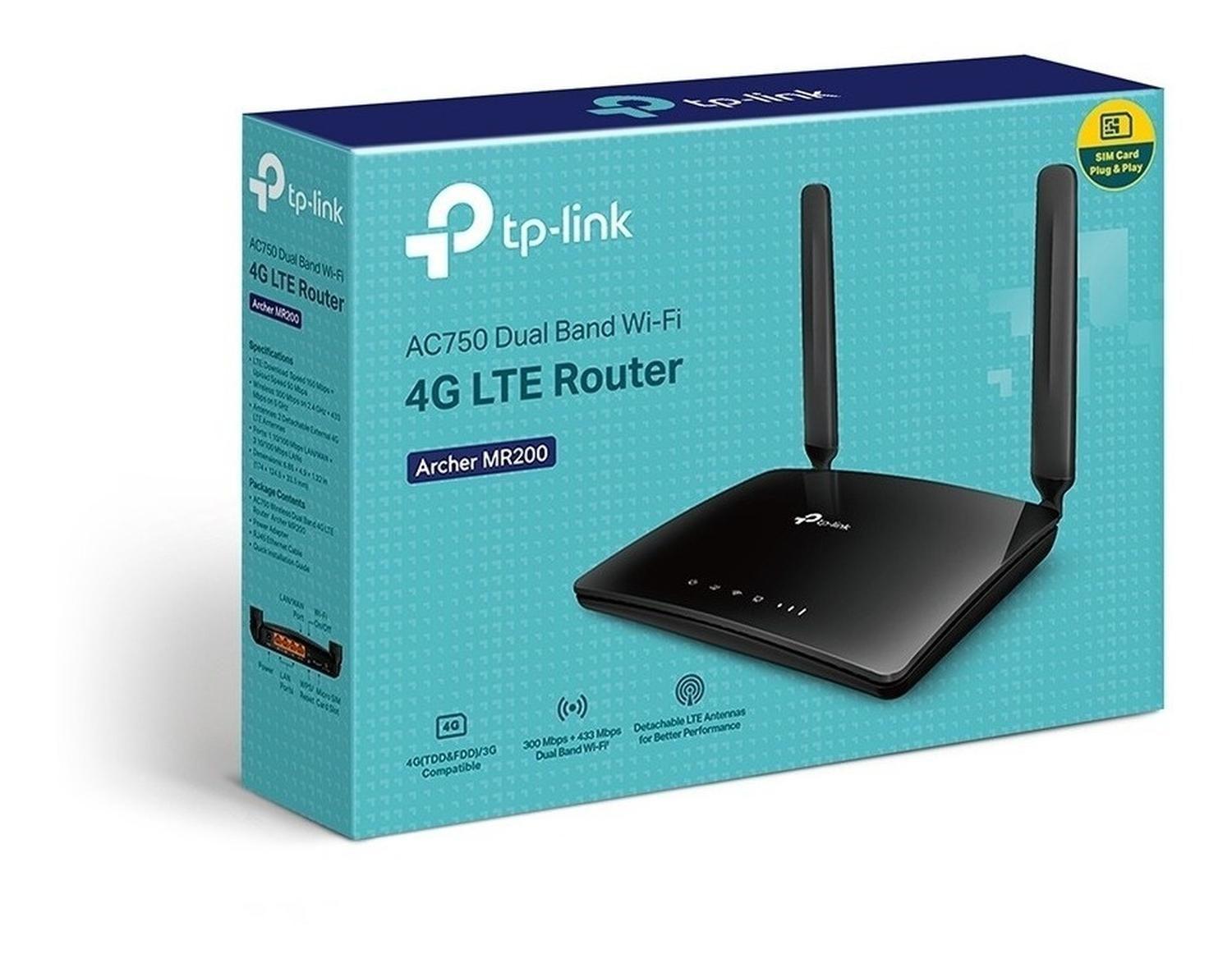 Router 4g Lte Chip Sim Wifi Lan Dual Band Ac750 Tplink Mr200-0