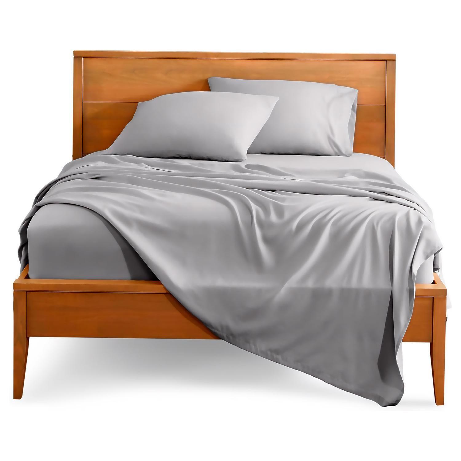 Sabanas De Algodon 800 hilos Premium 1 plaza Twin Gris-0