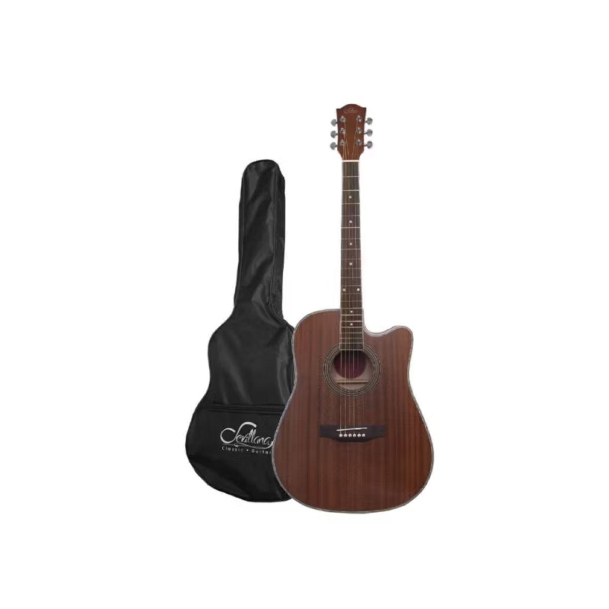 Guitarra Electroacustica Sevillana 41 Pulgadas Con Funda Marrón-0
