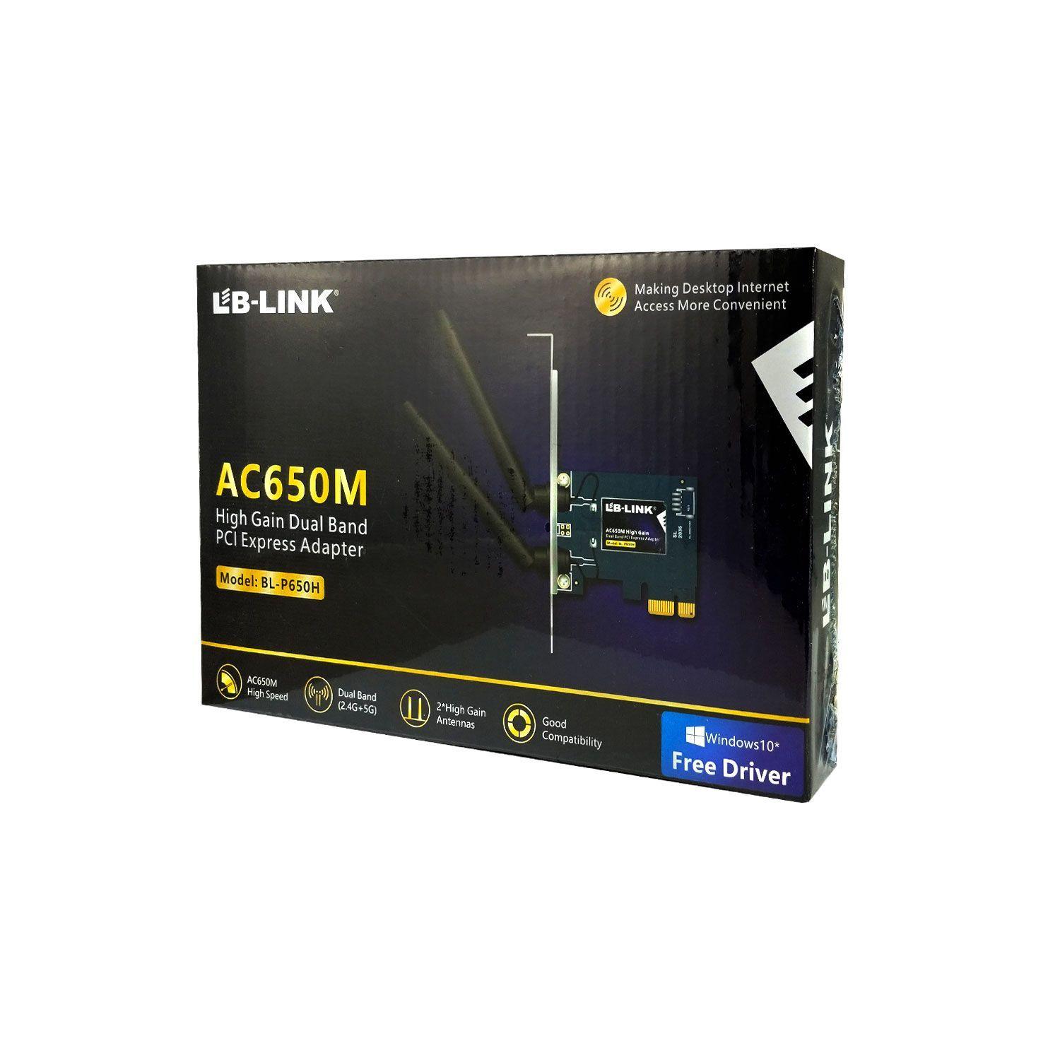 Adaptador PCI Express WIFI AC650 Dual Band 650MBPS HIGH GANG 2 Antenas 2dBi / BL-P650H LB-Link-3
