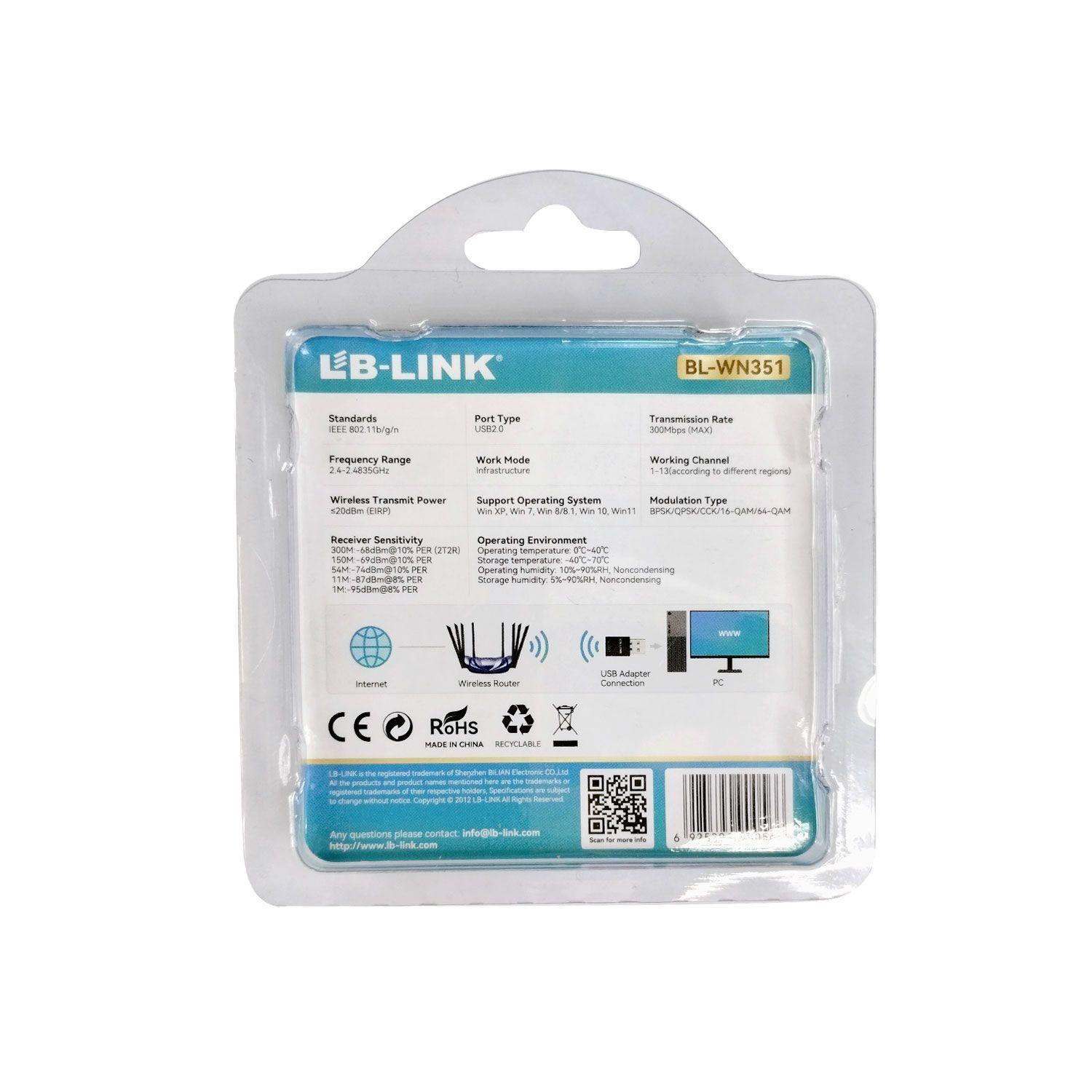 Adaptador USB WIFI N 300MBPS / BL-WN351 LB-Link-3