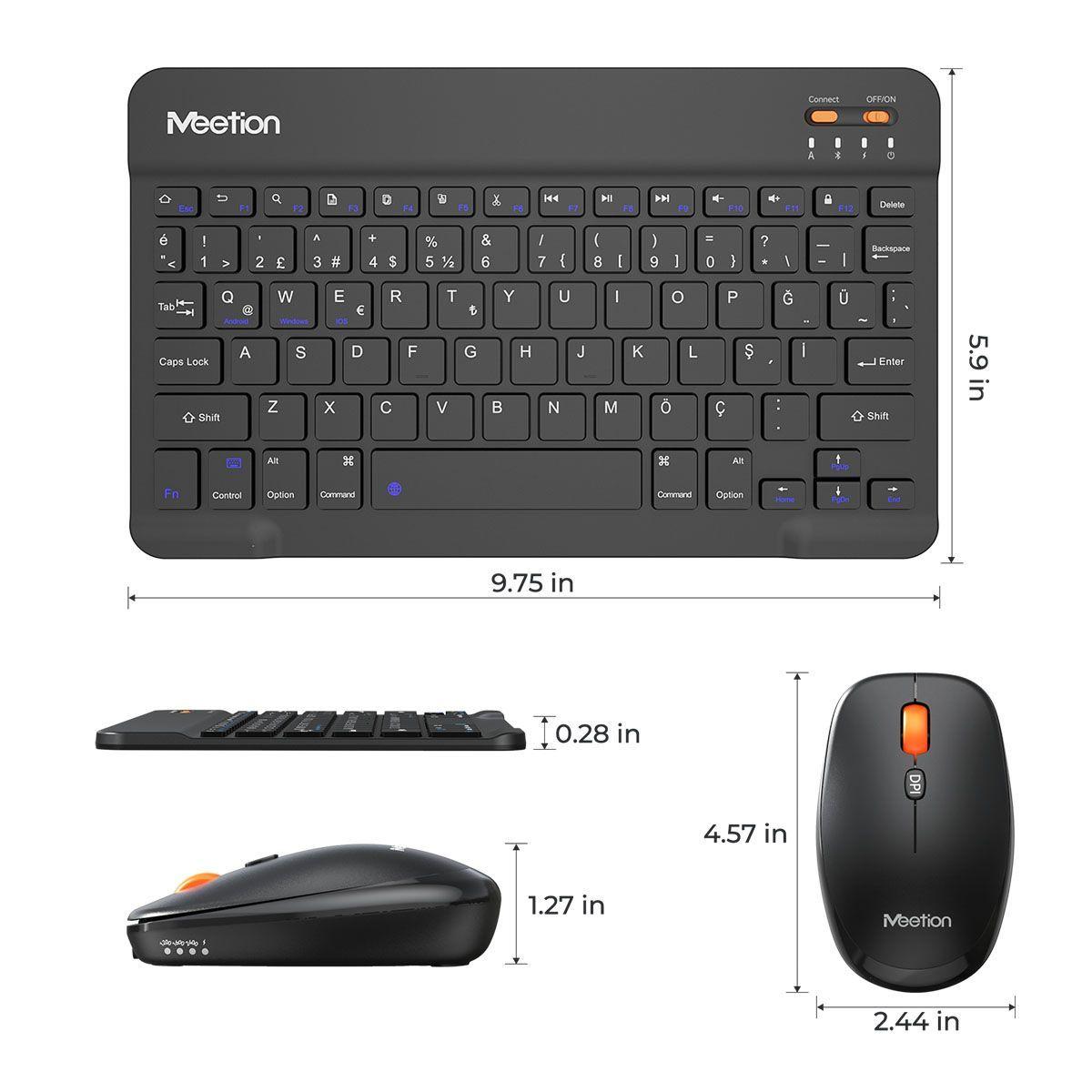 Set De Teclado Mouse y Estuche con Pad Mouse Meetion BTC9660 Bluetooth-3