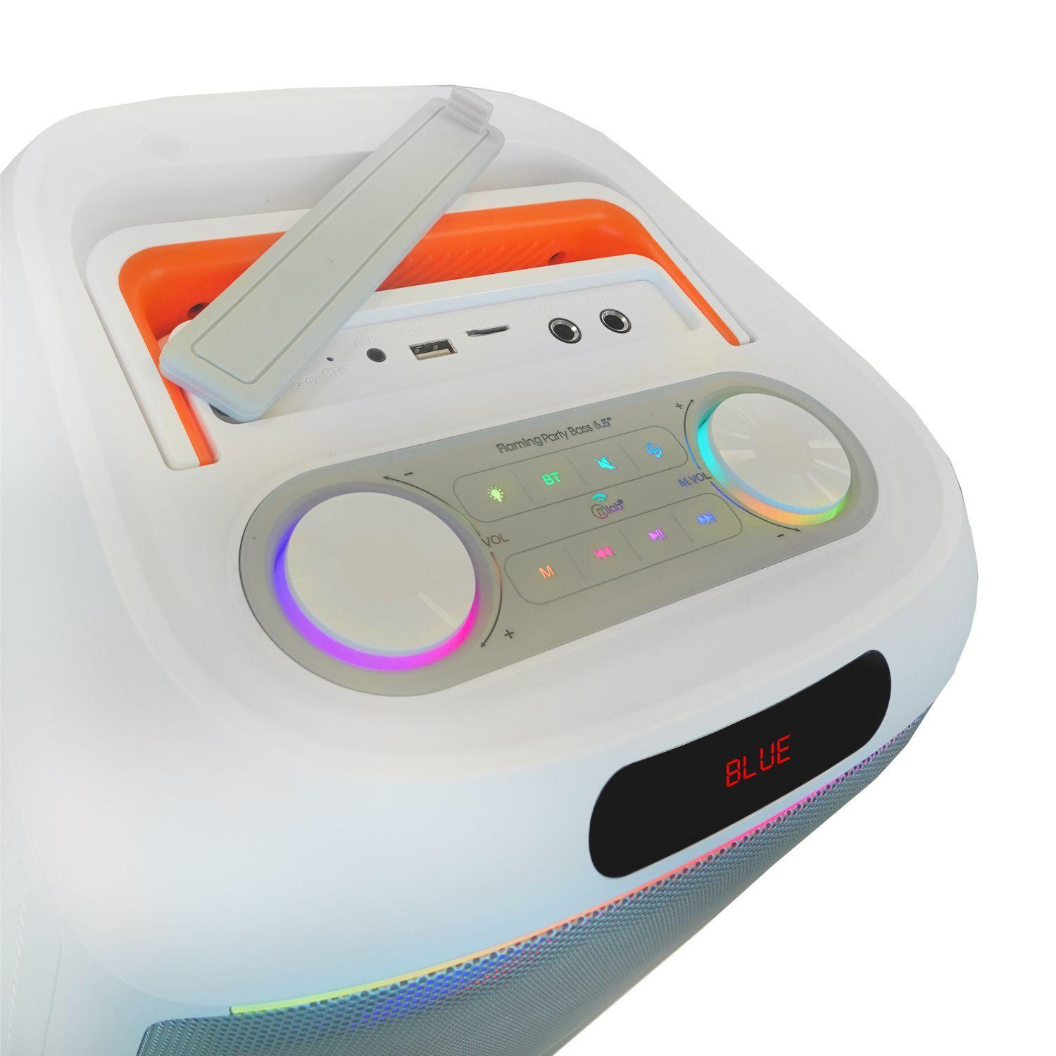 Parlante Flaming Party Bass doble 6 5 Pulgadas Microfono Inalambrico Luces Mlab 9565-1