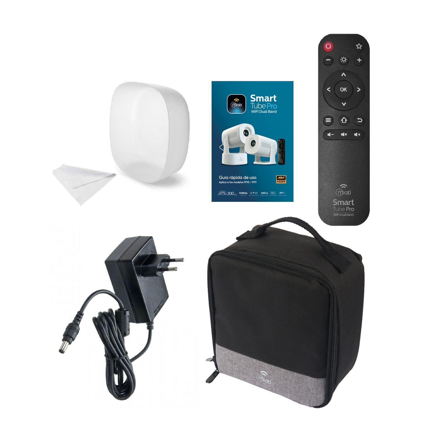 Proyector Mlab Smart Tube WiFi Recargable Dual Band 1080P Con Bolso 9711-4