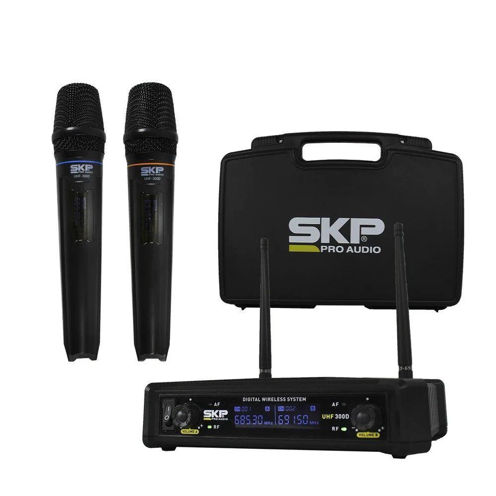 Microfono Doble Inalambrico Profesional SKP UHF 300D-0