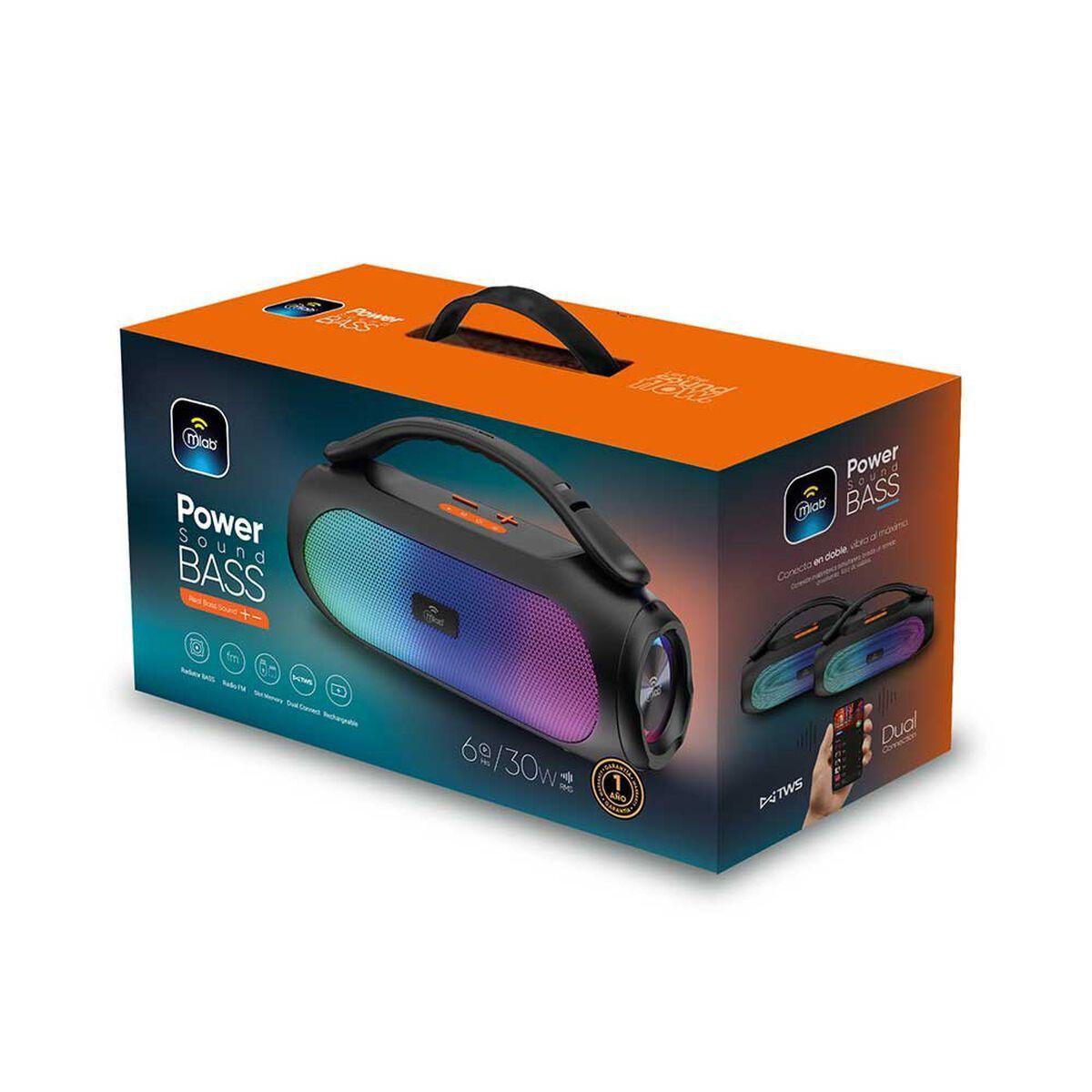 Parlante Portatil Mlab 9682 Power Sound Bass 30w Con Bajos Negro Recargable-2