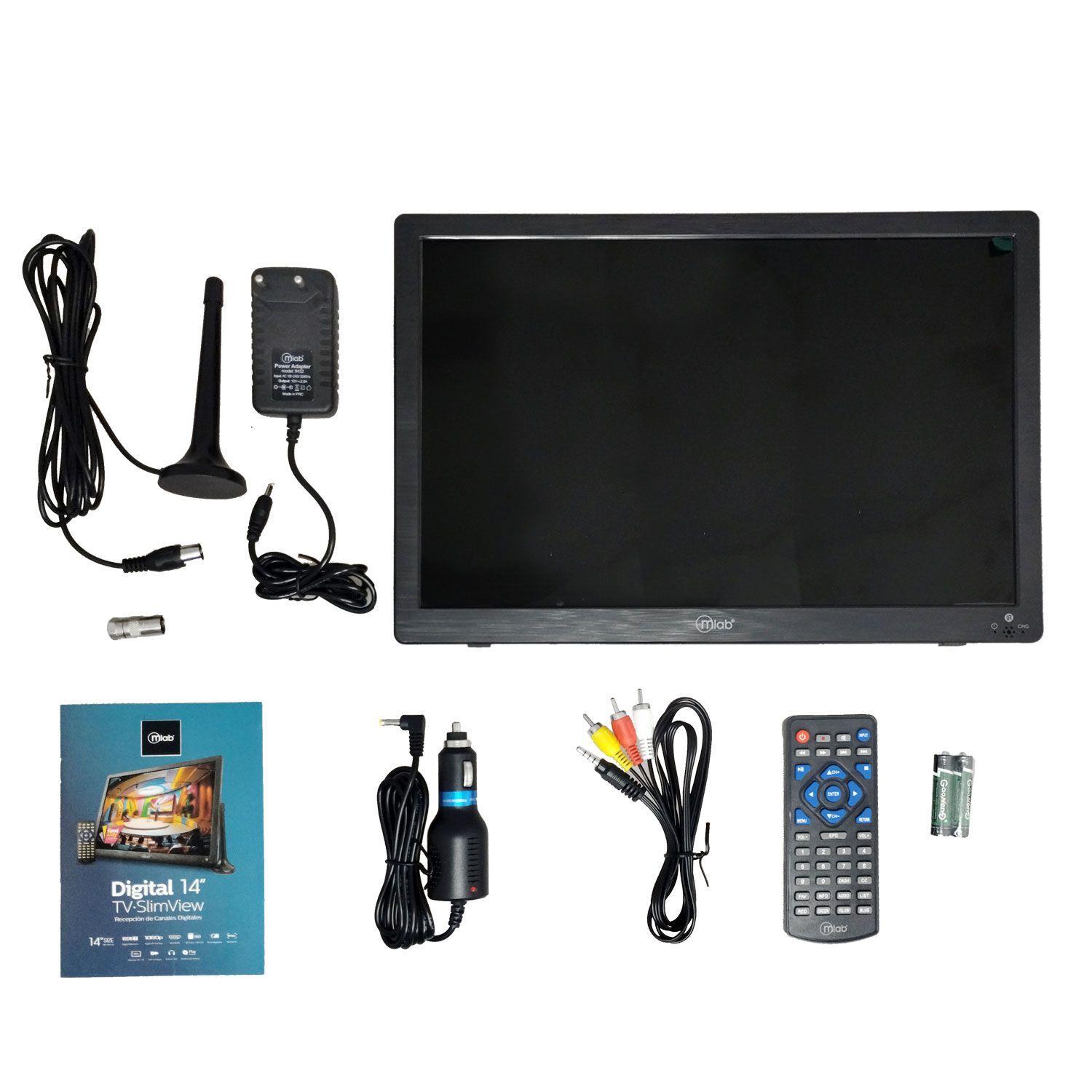 Televisor Portatil 14 Pulgadas Color Señal Digital Recargable Mlab 9452-4