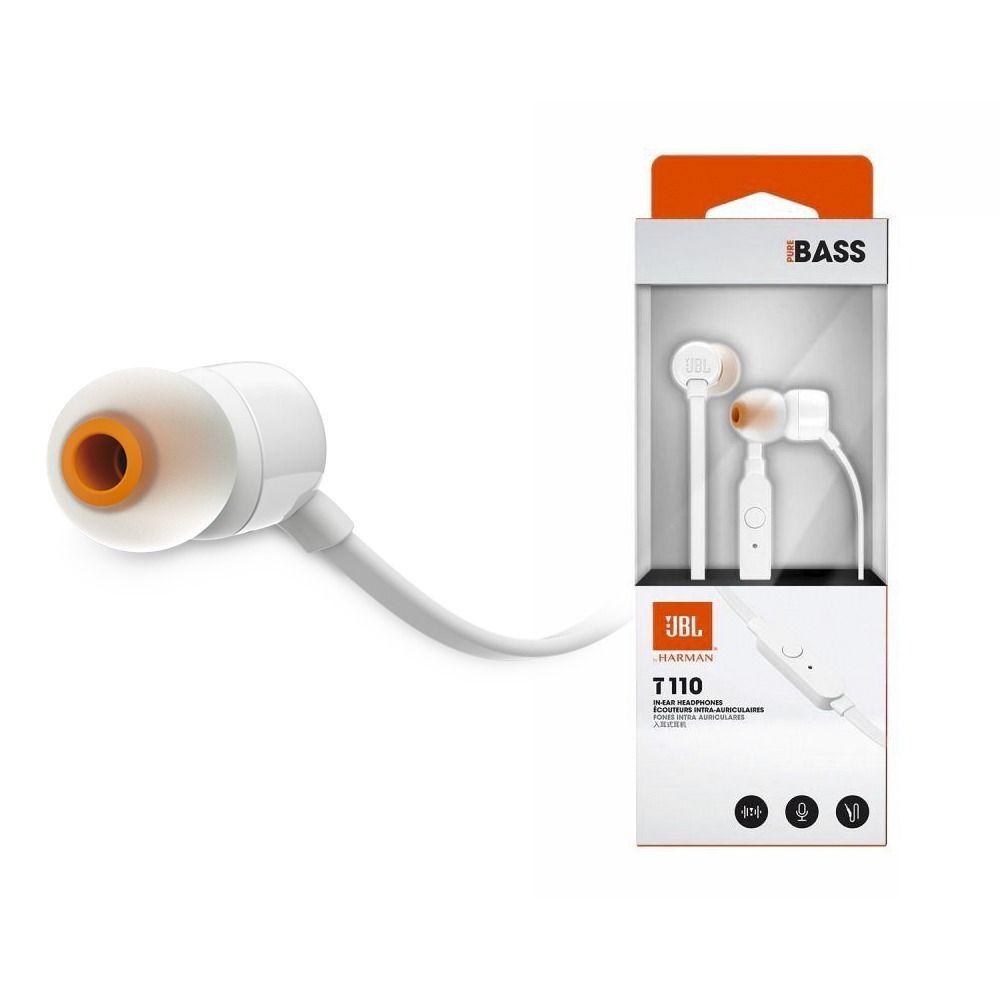 Audífono JBL T110, In-Ear, Micrófono Manos Libres, Pure Bass Sound, Blanco-1
