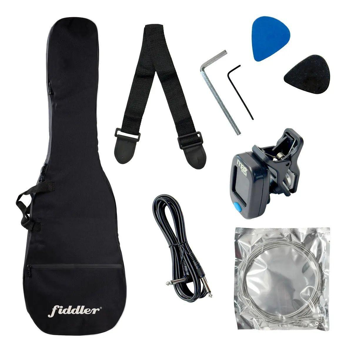 Pack Bajo Electrico Fiddler Amplificador 20w Con Funda y Correa FD CBA06S Sunburt-2