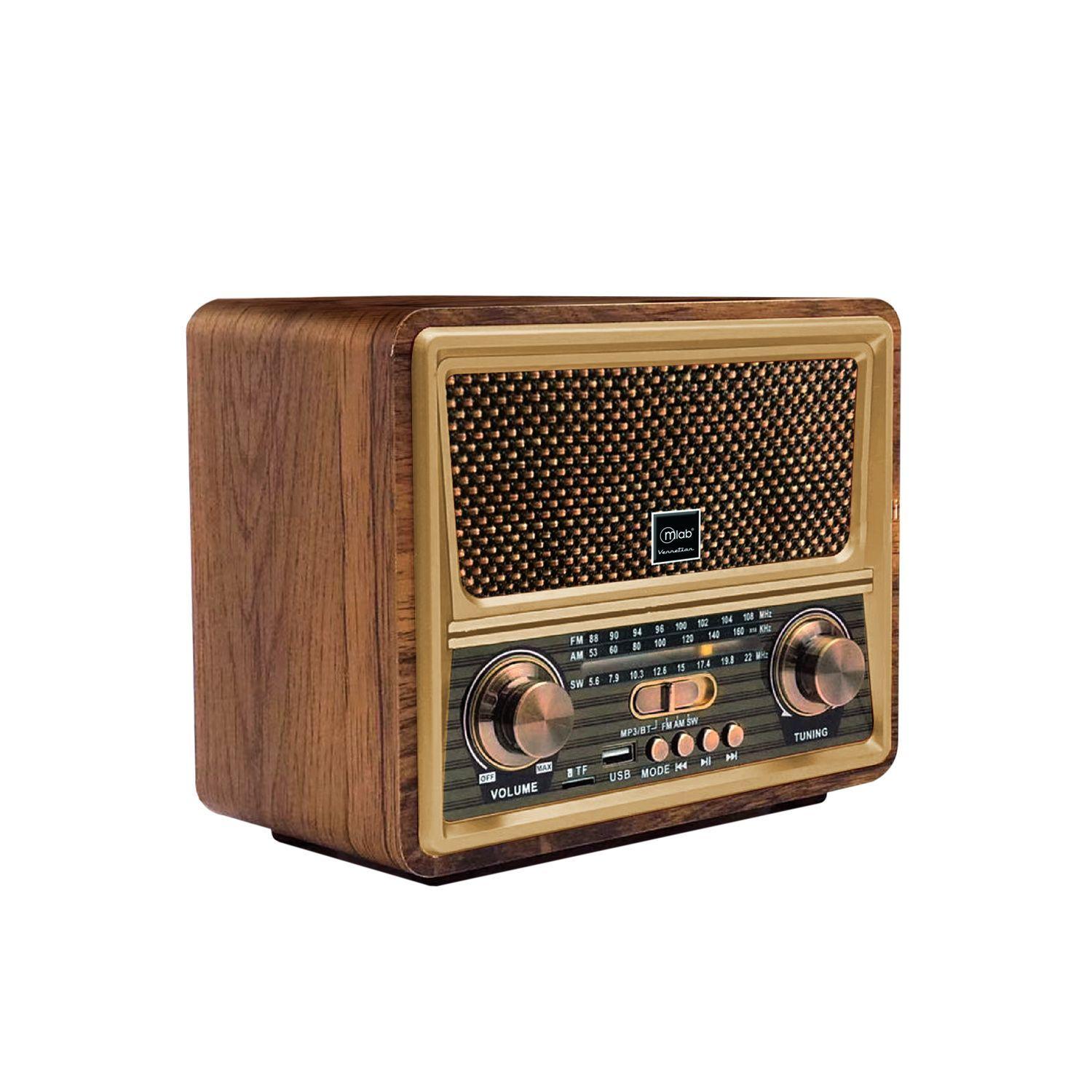 Radio Portatil Retro AM/FM Bluetooth Mlab Vennetian Recargable-1