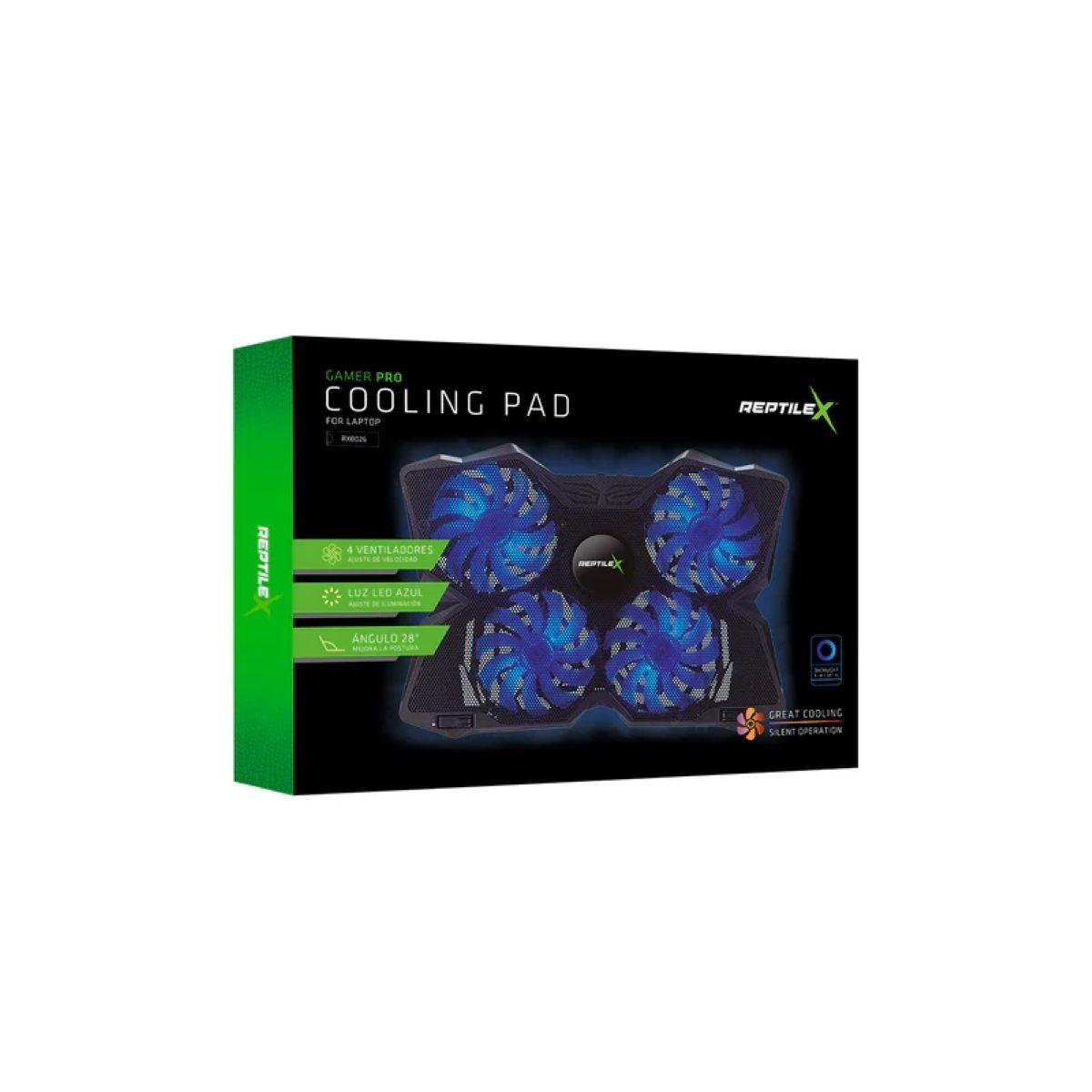 Ventilador Notebook Gamer Reptilex De 4 Aspas Pro Rx0026 Con Luz-2