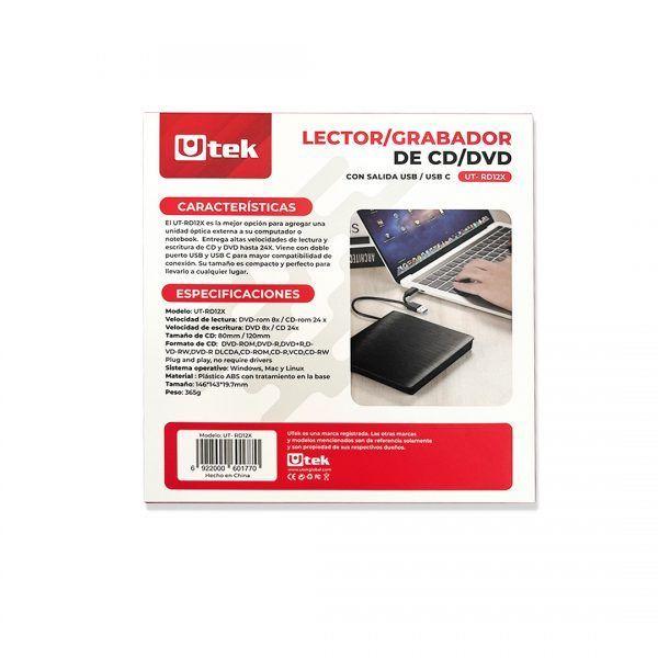 Lector/grabador de CD/DVD USB dual C/A / mod. UT- RD12X Utek-2