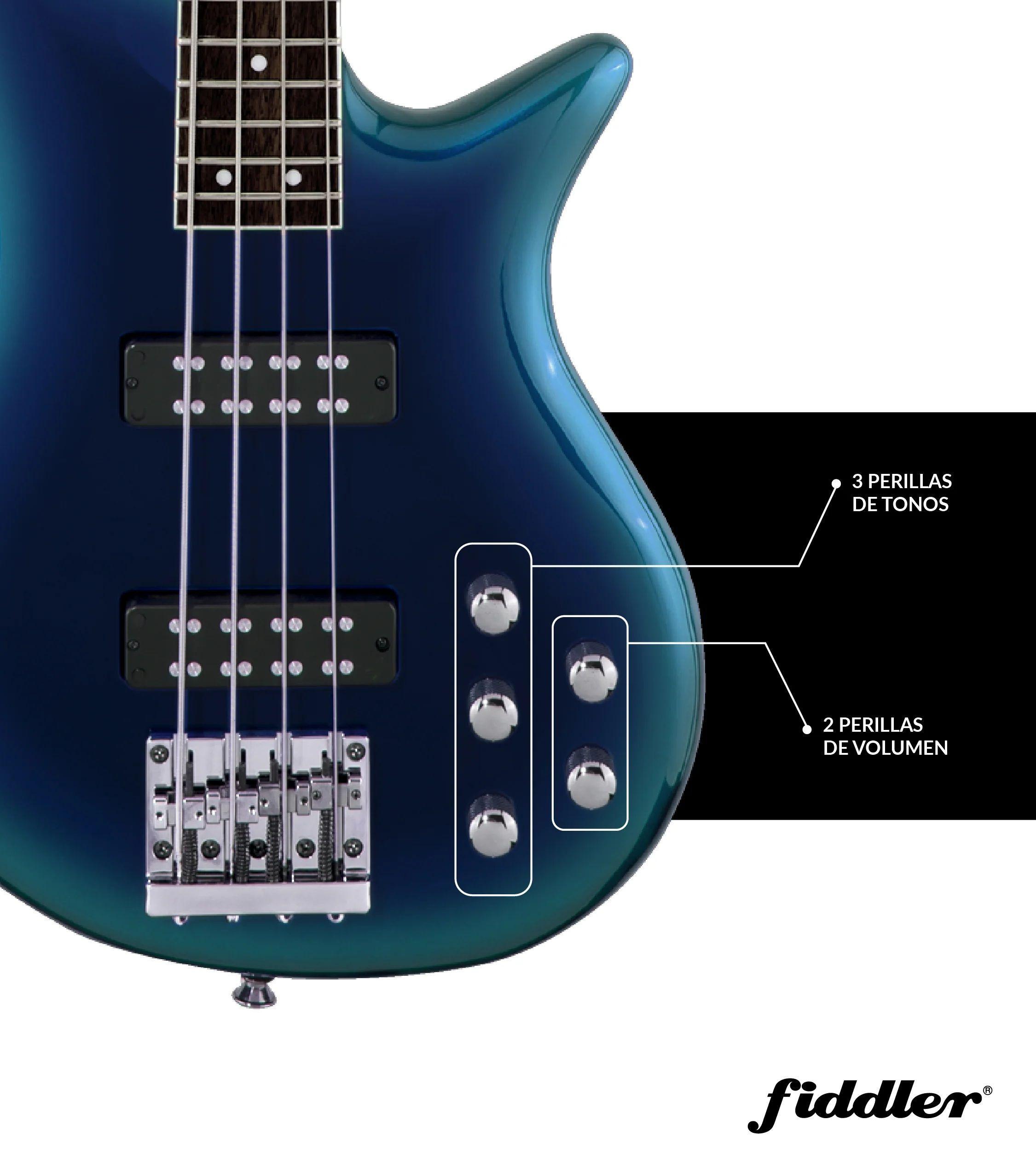 Pack Bajo Electrico Azul Fiddler Amplificador 20w Con Funda y Correa FD TPE4200B-4
