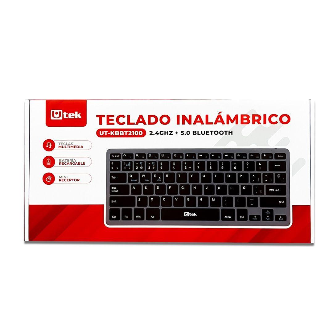 Teclado Inalambrico 2.4Ghz y Bluetooth Recargable Utek UT-KBBT2100-4