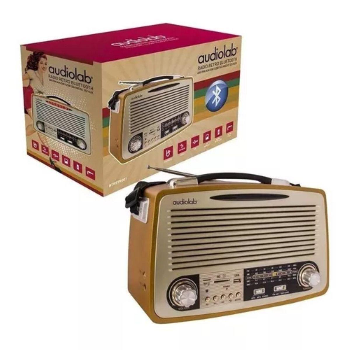 Radio Portatil Retro Audiolab Recargable Bluetooth 6W Retro01-1