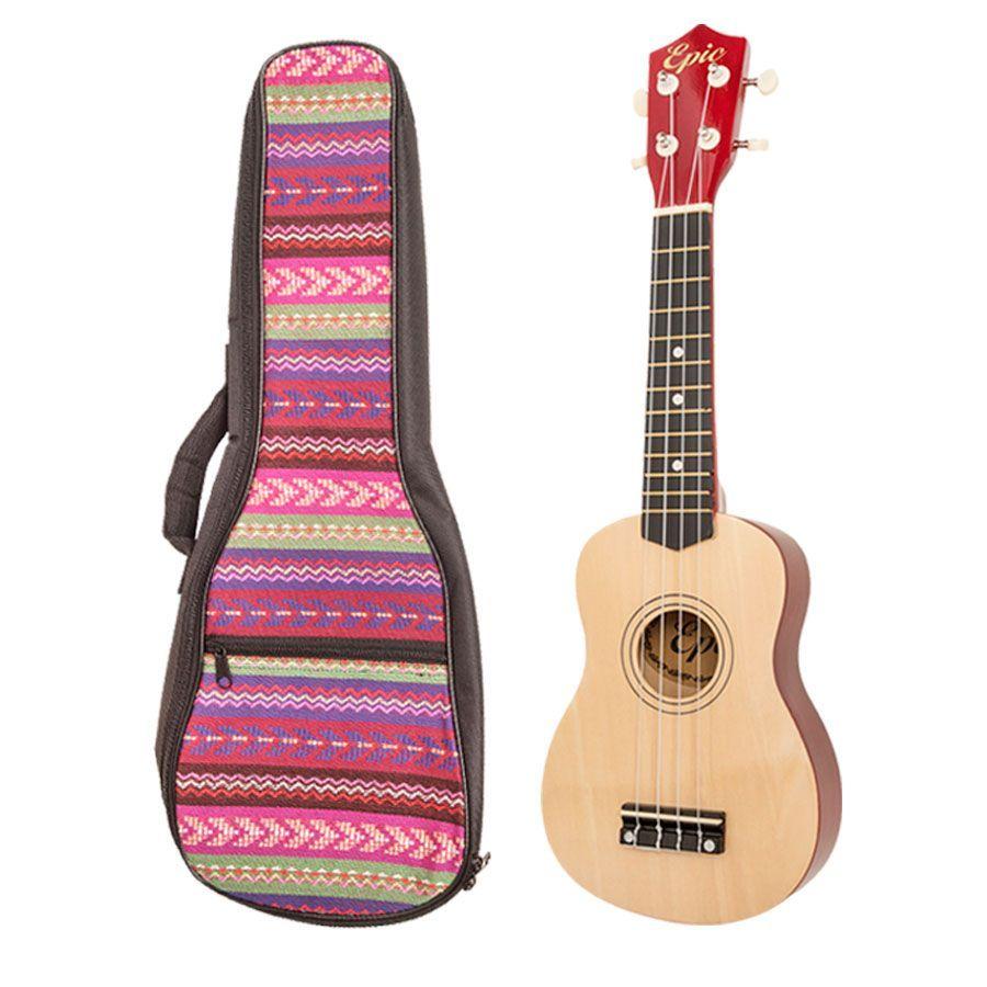 Ukelele 21Pulgadas Natural Con Funda Acolchada Epic-2