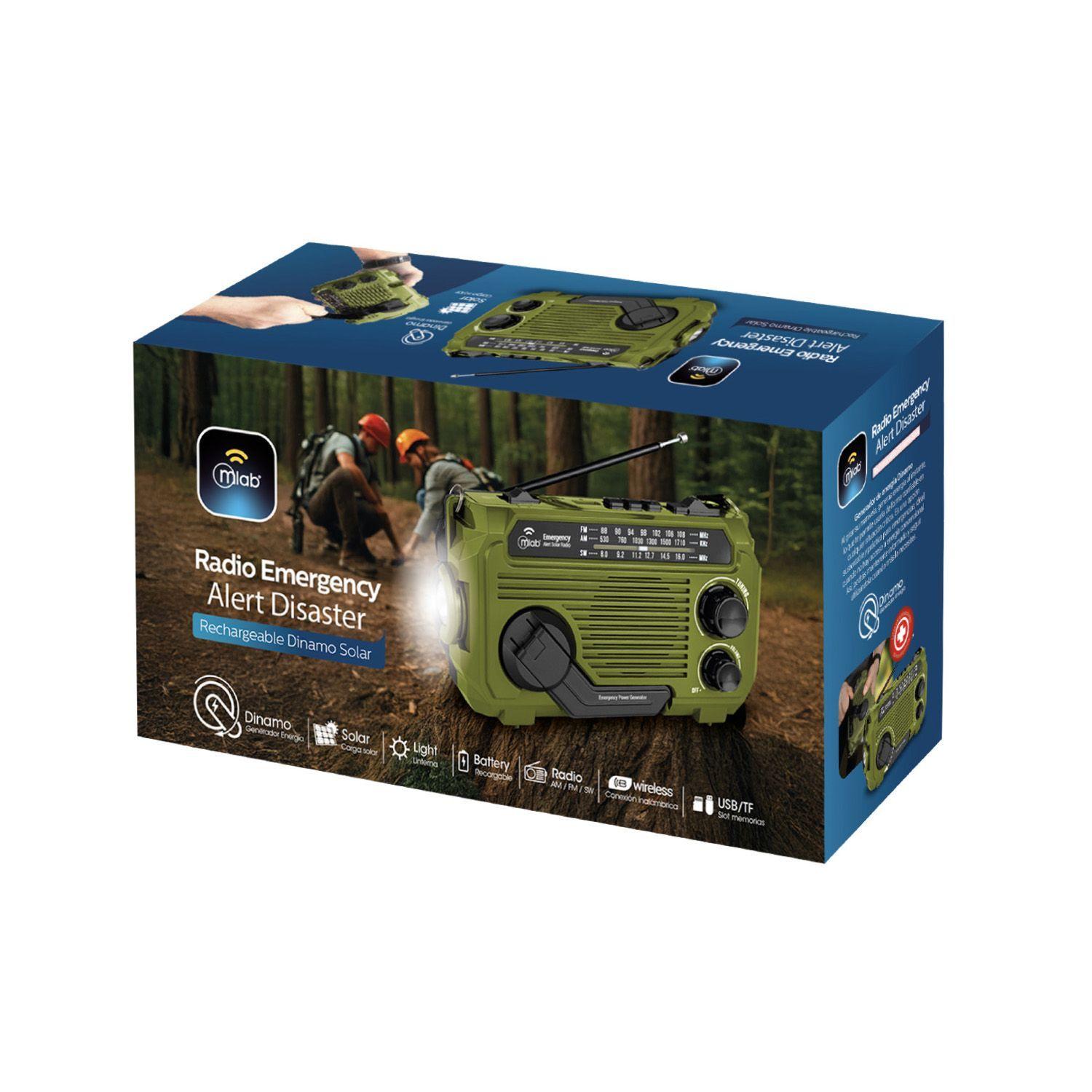 Radio Portatil Dinamo y Solar Recargable Linterna Mlab 9584-3
