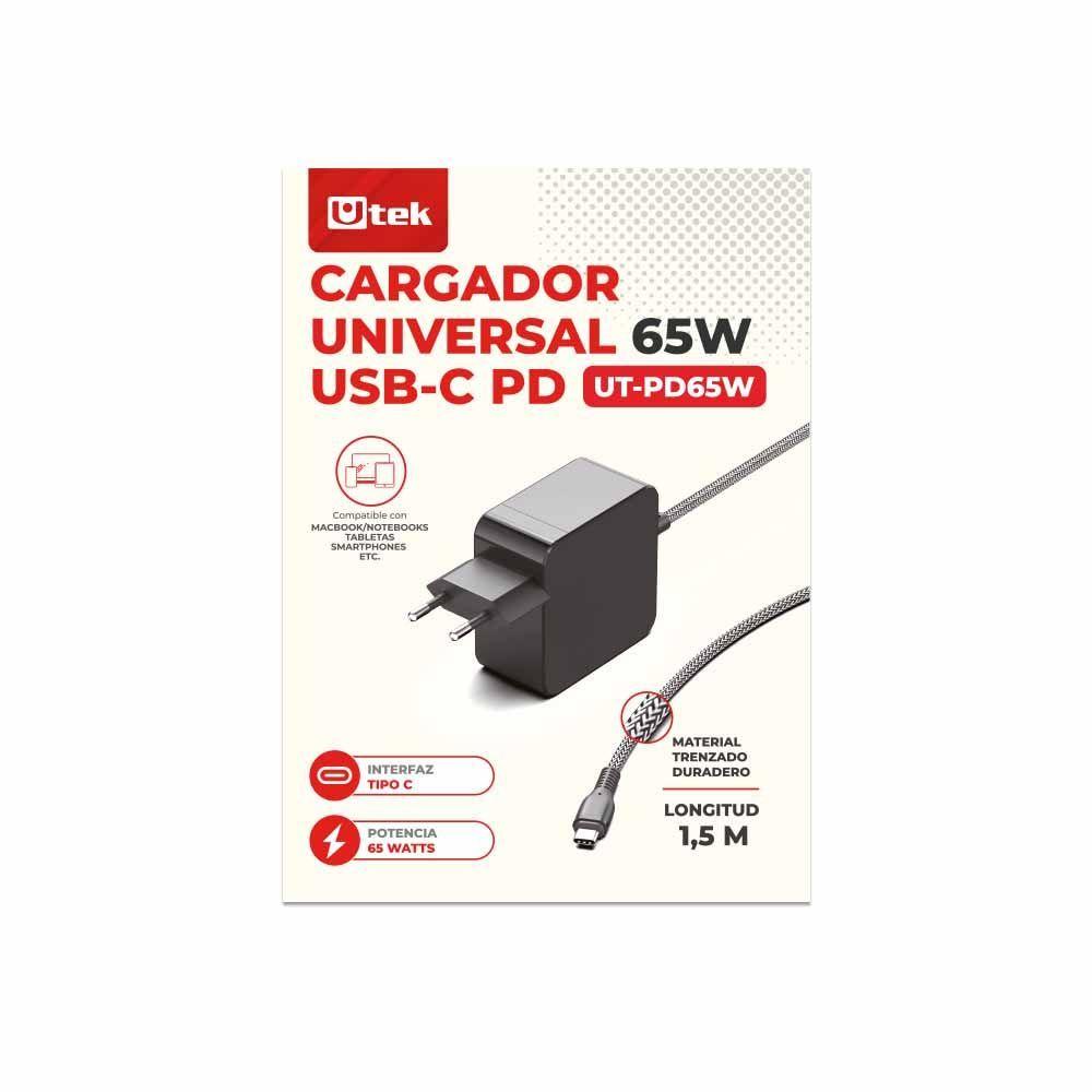 Cargador Notebook Compatible Universal USB C 65w Certificado UT-PD65W-4