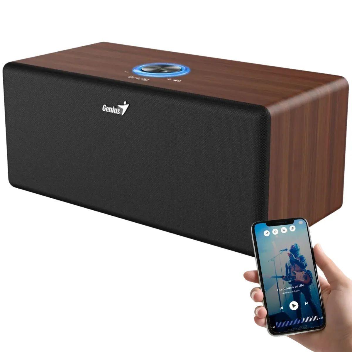Parlantes Bluetooth Genius SP HF505BT 20W RMS Madera Dark Brown-0