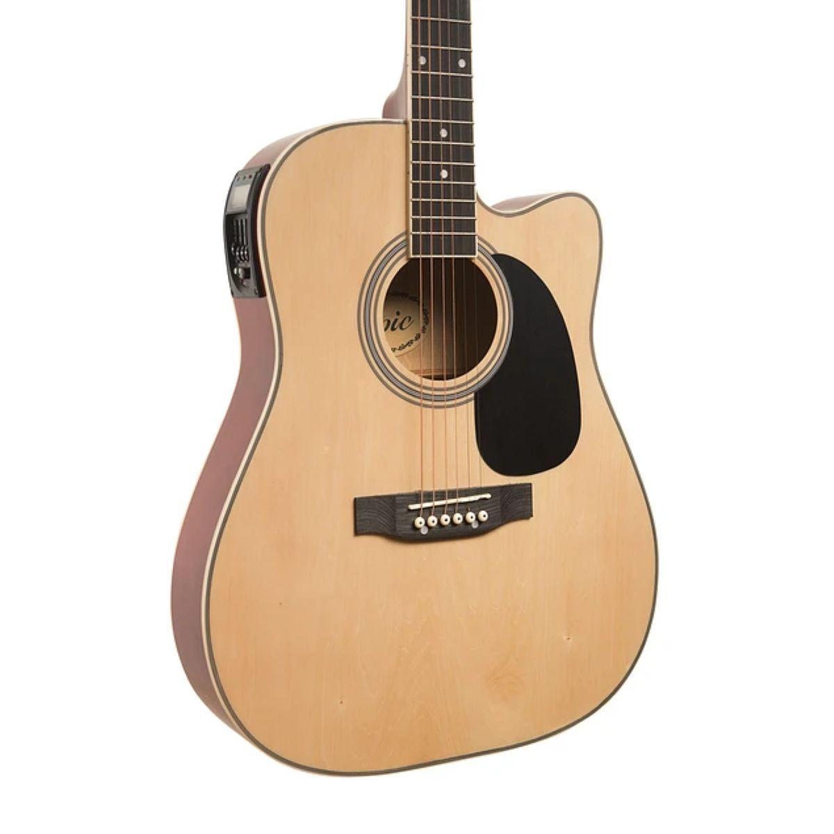 Guitarra Electroacustica Epic 41 Pulgadas Natural Cutaway Con funda y Correa-1