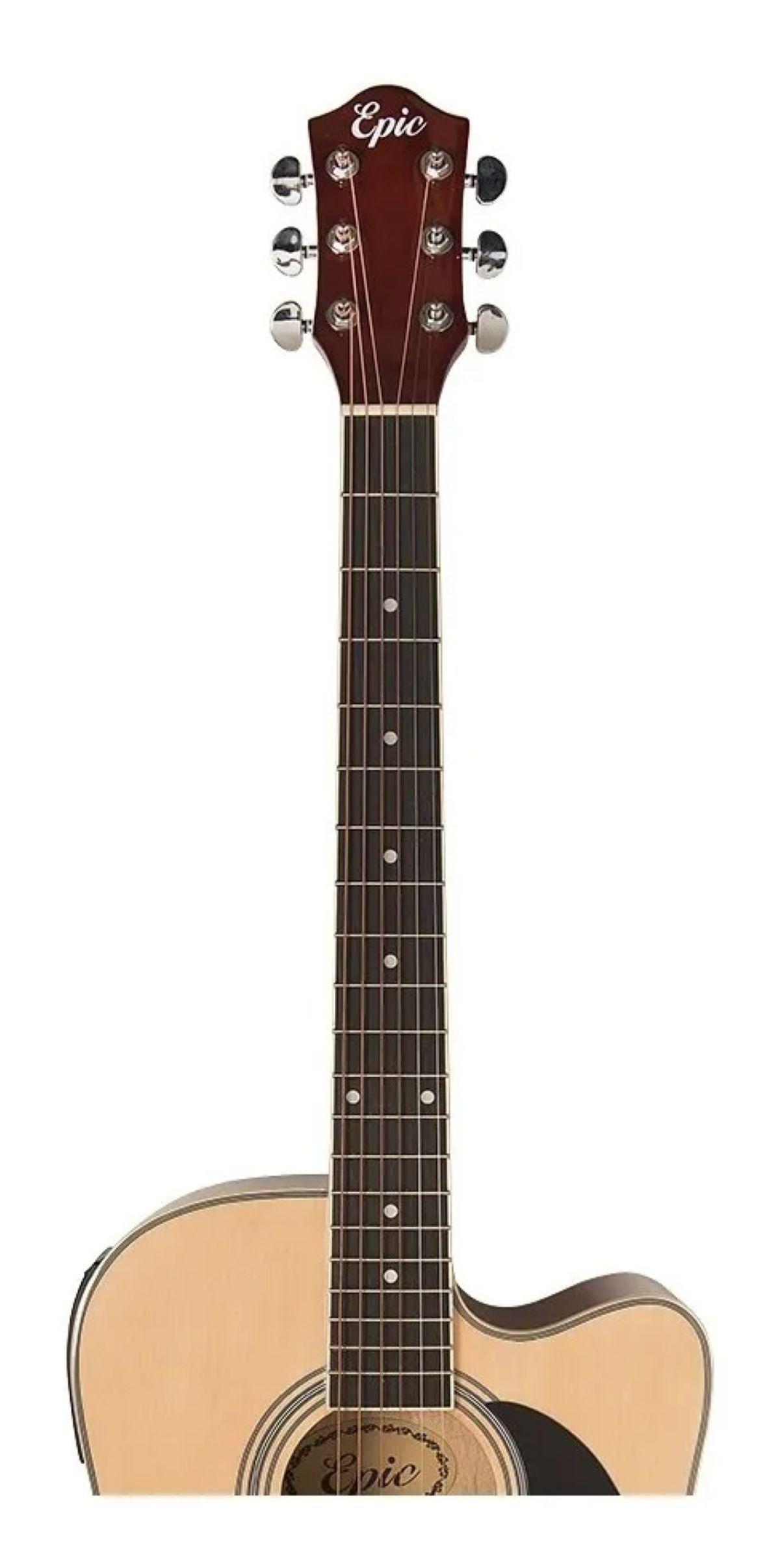 Guitarra Electroacustica Epic 41 Pulgadas Natural Cutaway Con funda y Correa-5