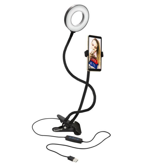 Aro De Luz 10cms Con Pinza Para Escritorio Y Soporte Celular Philco-1