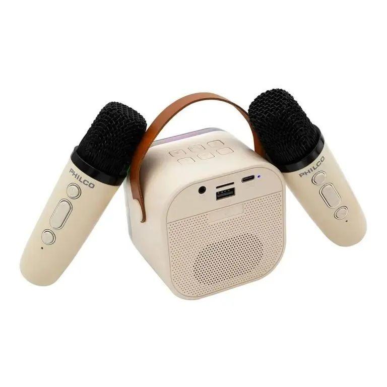 Mini Parlante Karaoke Infantil Blanco Con 2 Microfonos Inalambricos Philco 731W-0