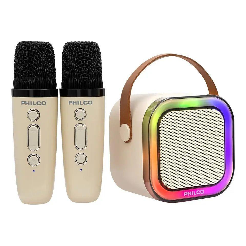 Mini Parlante Karaoke Infantil Blanco Con 2 Microfonos Inalambricos Philco 731W-3