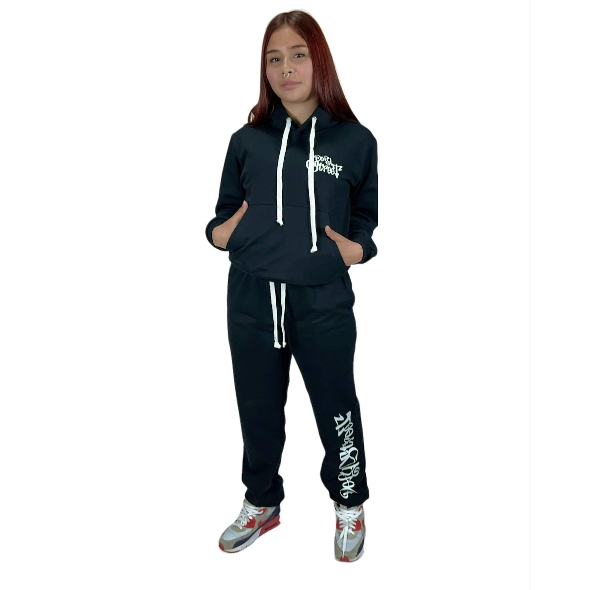 Conjunto Polerón y Jogger algodón negro mujer-2