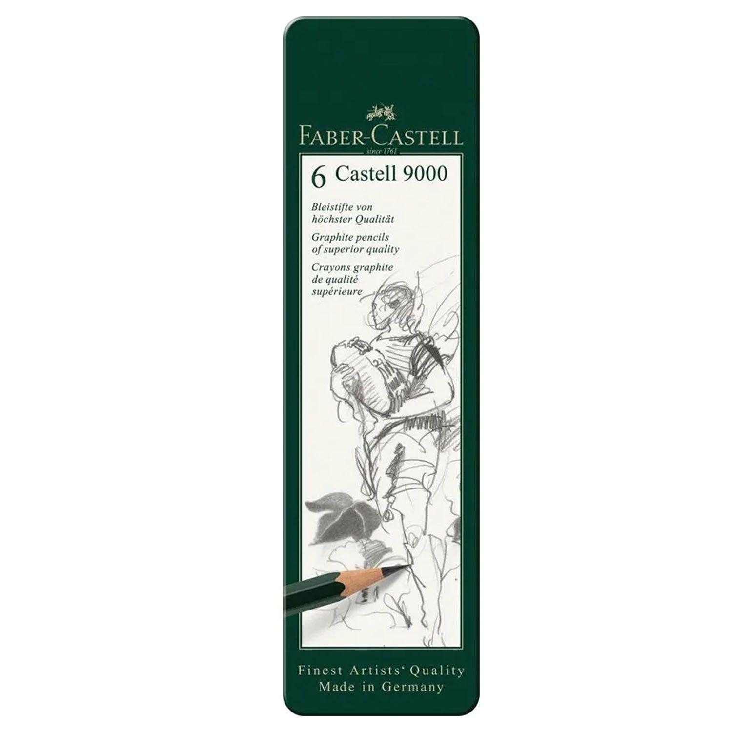 Lápices Grafito Faber-Castell 9000 (HB-8B) 6ud-0