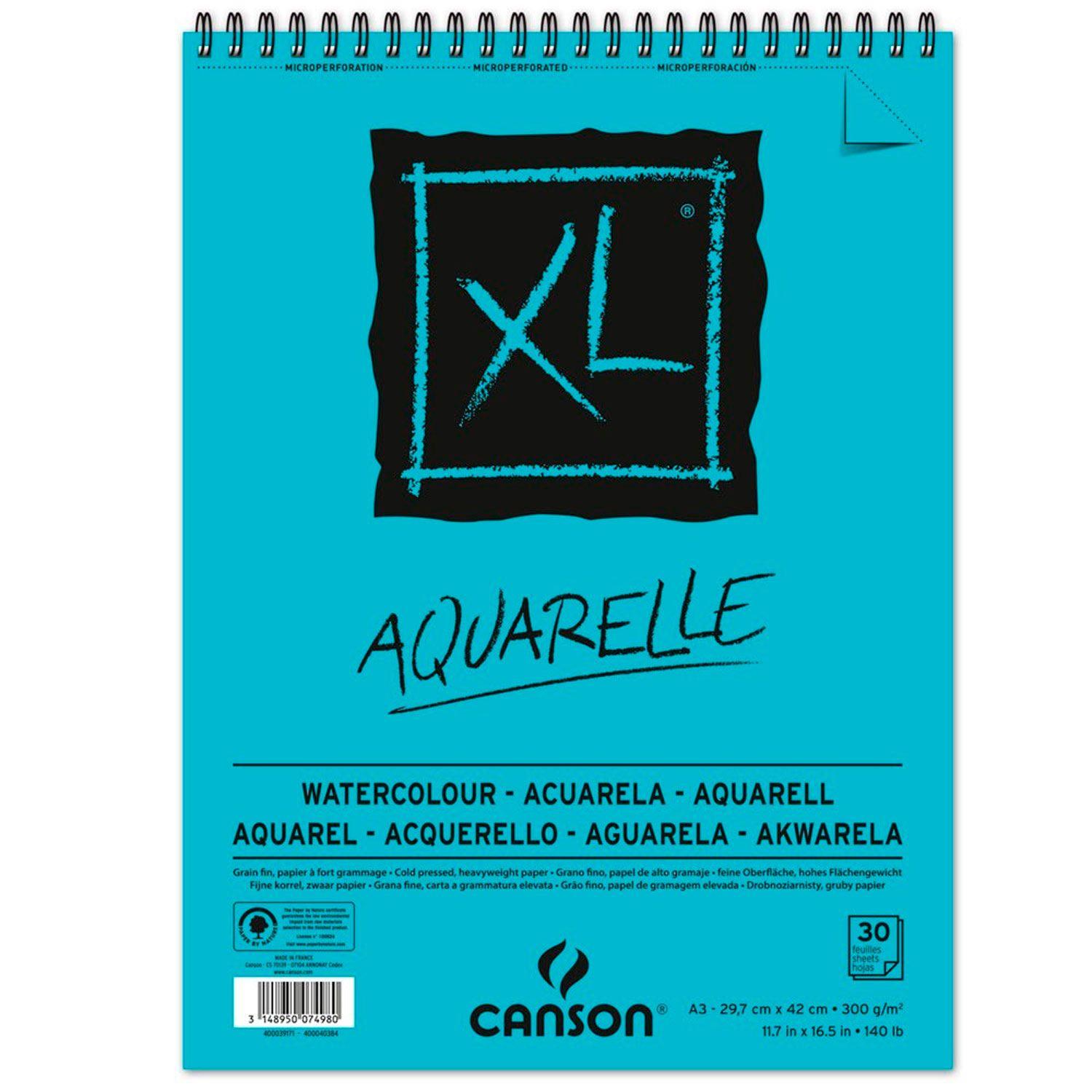 Croquera Canson XL Aquarelle 300gr 30 hjs A3 (29.7x42cm)-0