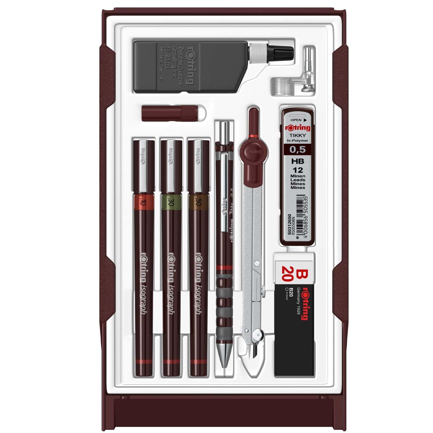 Set de Tiralíneas Isograph Rotring Master 0.1-0.3-0.5mm-2