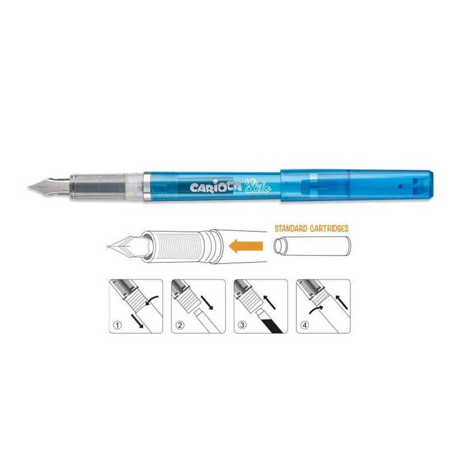 Pluma Estilográfica Carioca + 2 Cartuchos Tintas-4