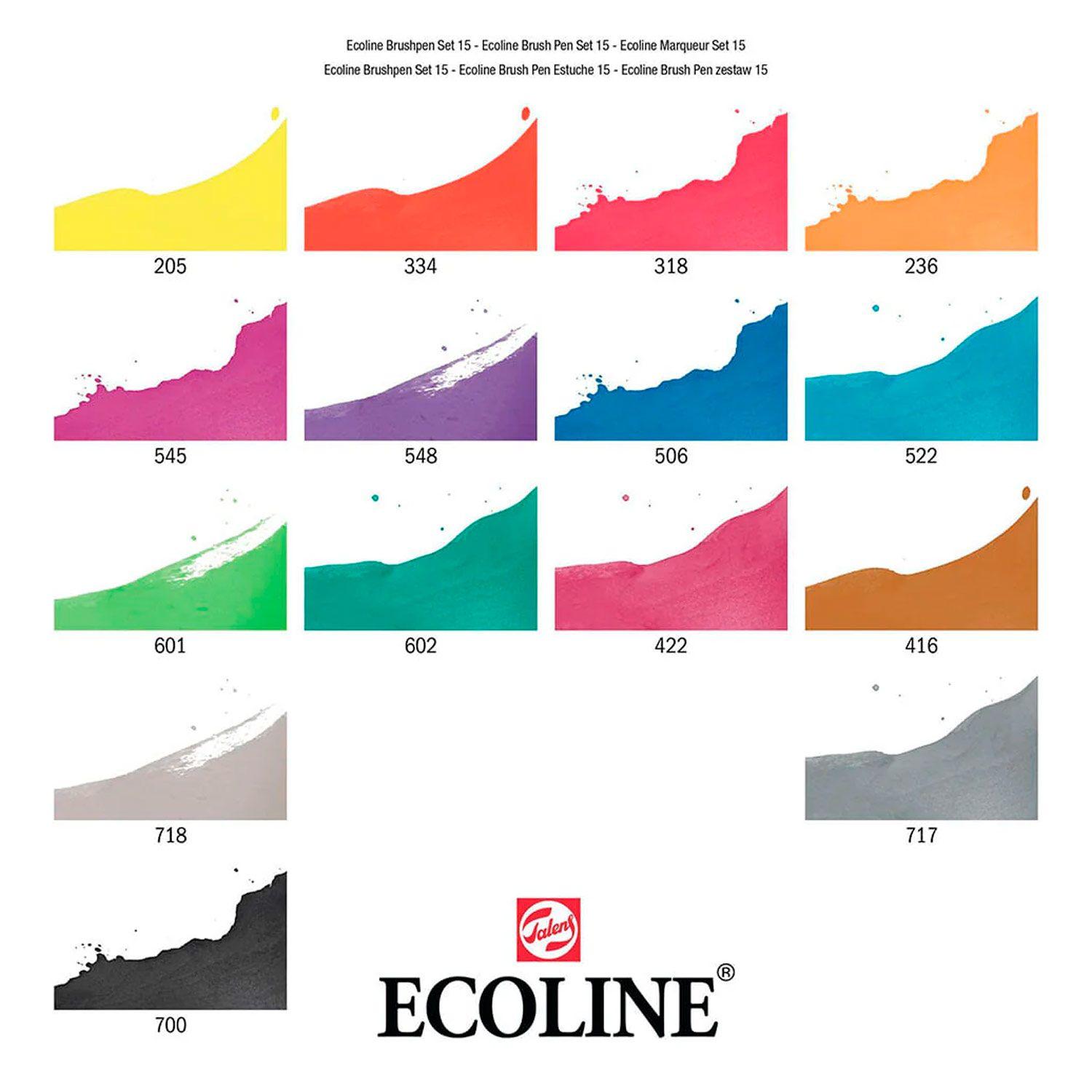 Set Plumones Punta Pincel Ecoline (15 Colores)-2