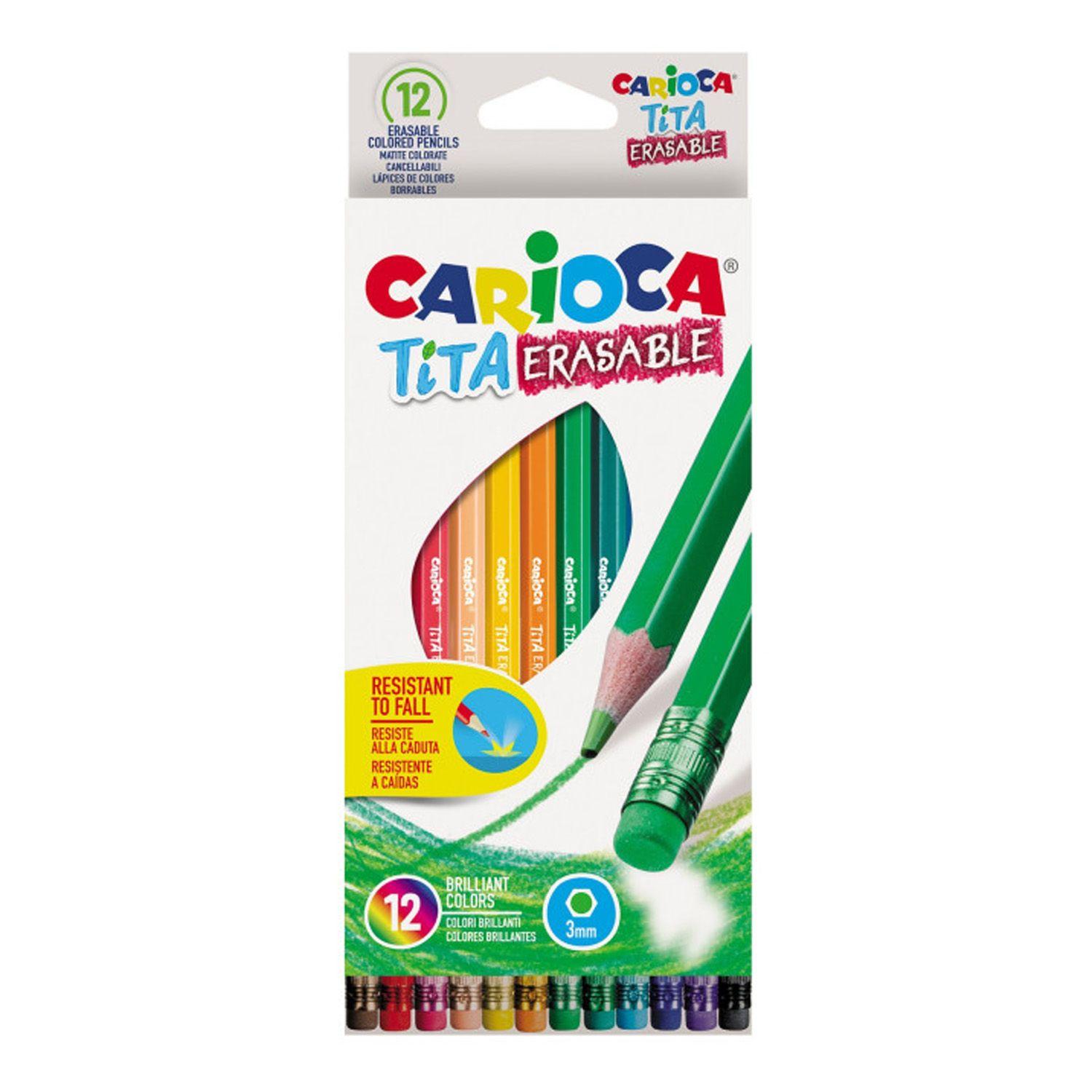 Lápices Carioca Hexagonal Borrable (12 Colores)-0