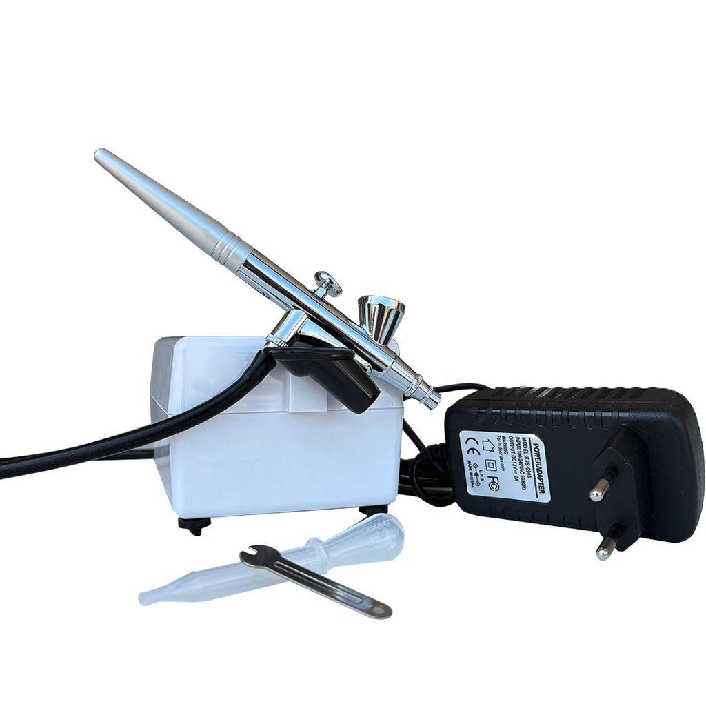 Aerógrafo Con Compresor Basico y Accesorios Renart-2
